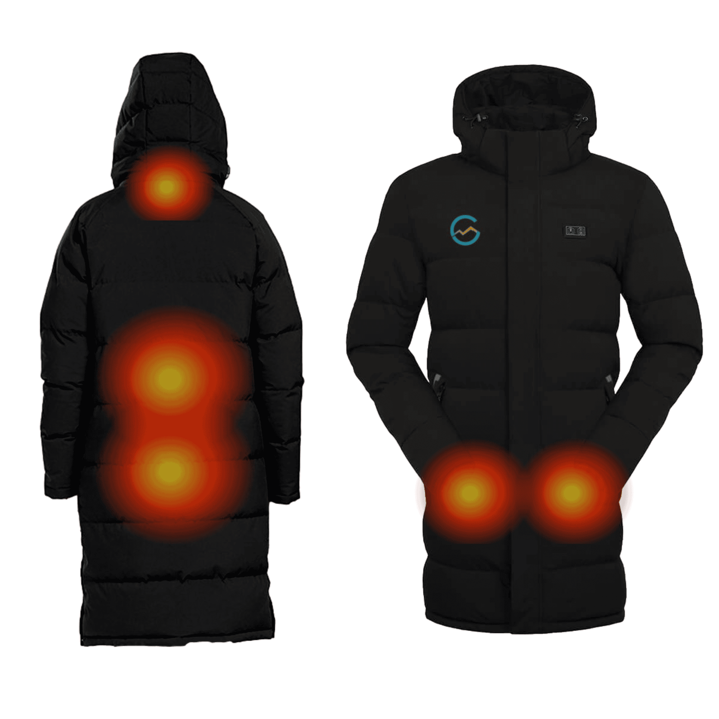 GLØDE Elektrische Verwarmde Parka Jas Heren Zwart