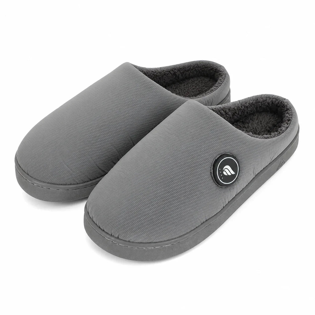 Verwarmde pantoffels open hiel grijs 1