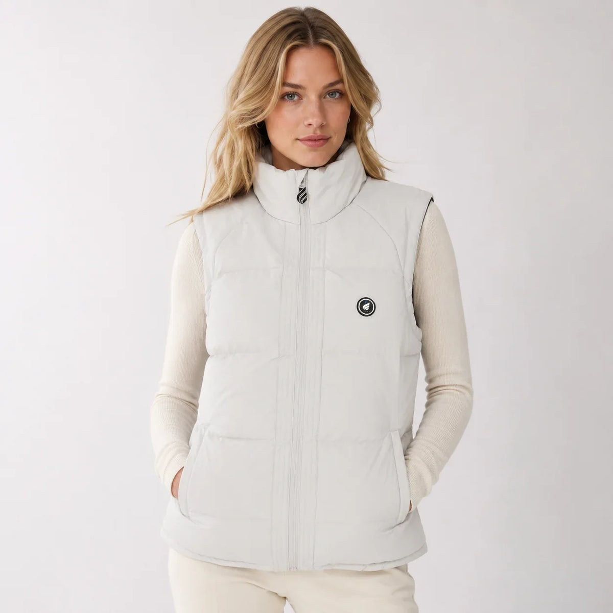 Verwarmde bodywarmer dames wit, gedragen