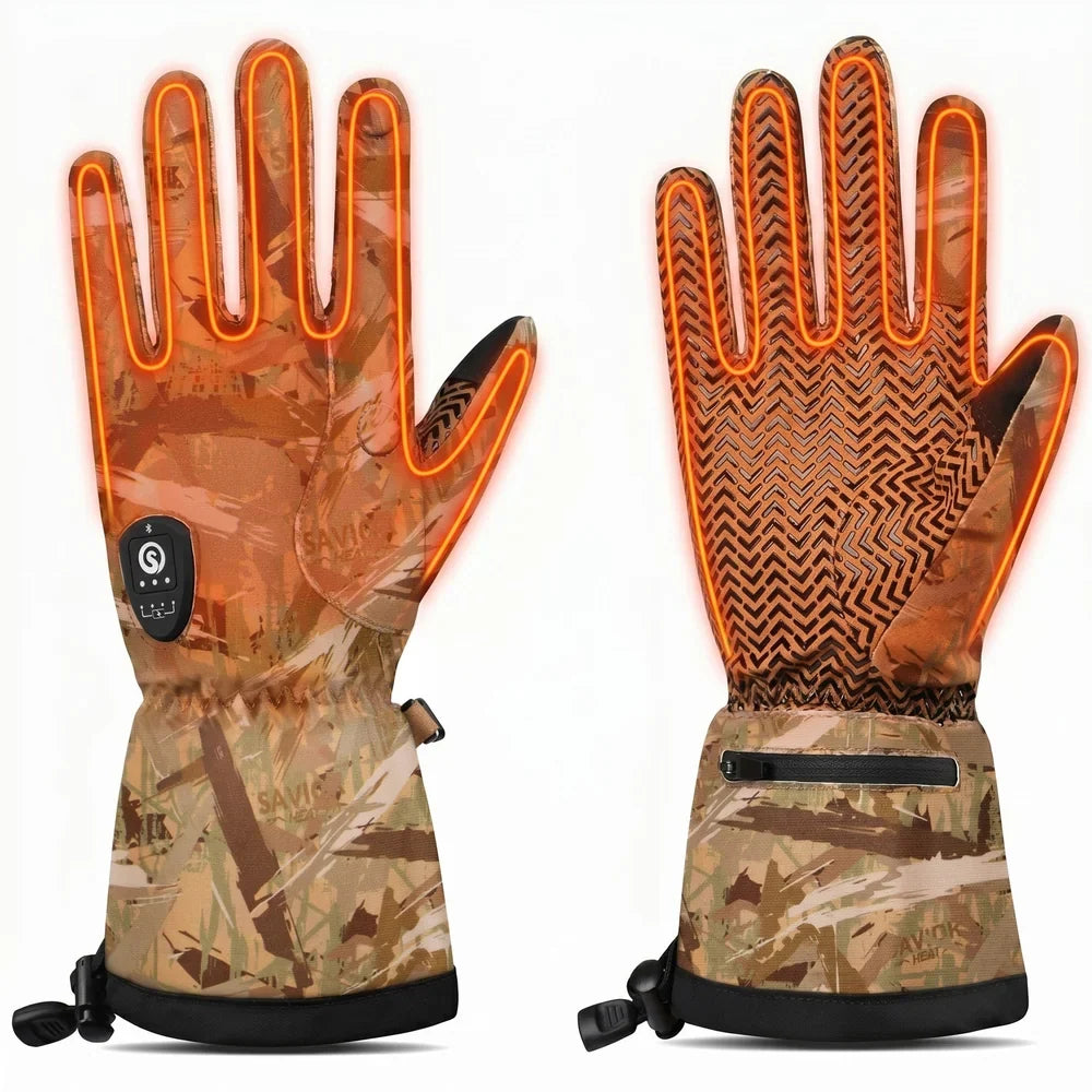 Verwarmingszones op rug van de hand en vingers, camouflage bruin