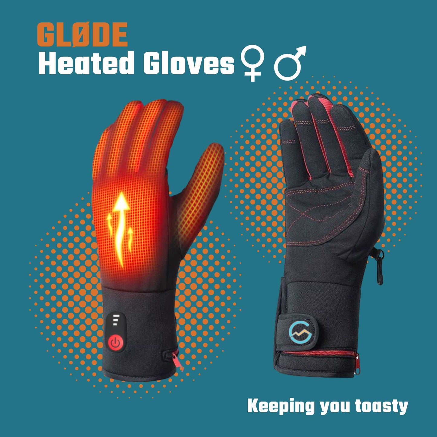Gløde elektrisch verwarmde handschoenen rood/zwart - Gløde 