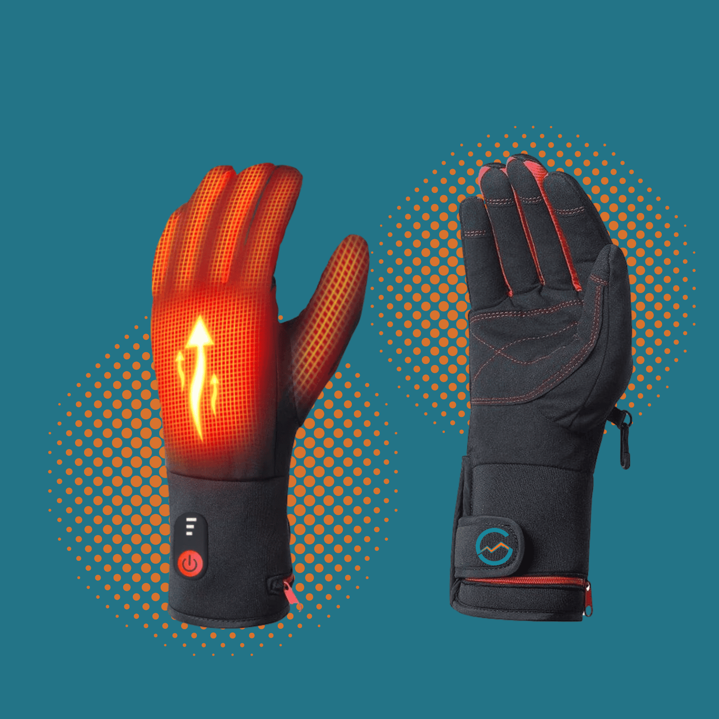 Gløde elektrisch verwarmde handschoenen rood/zwart